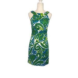 Skirtin Around blue/green/white floral haltered sheath dress - 10